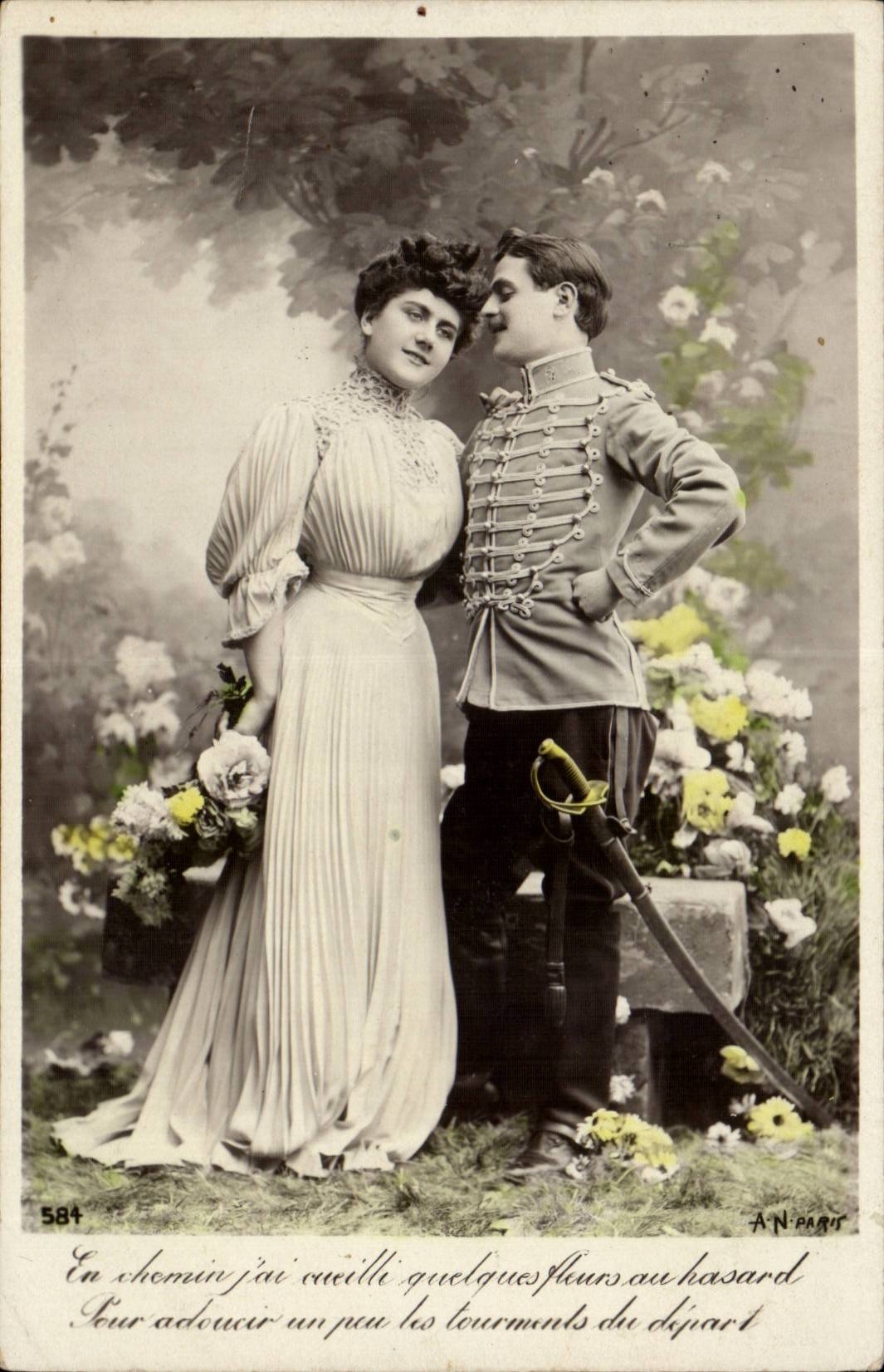 CPA Fantasy Couples Patriotic In way I randomly have picking some flowers