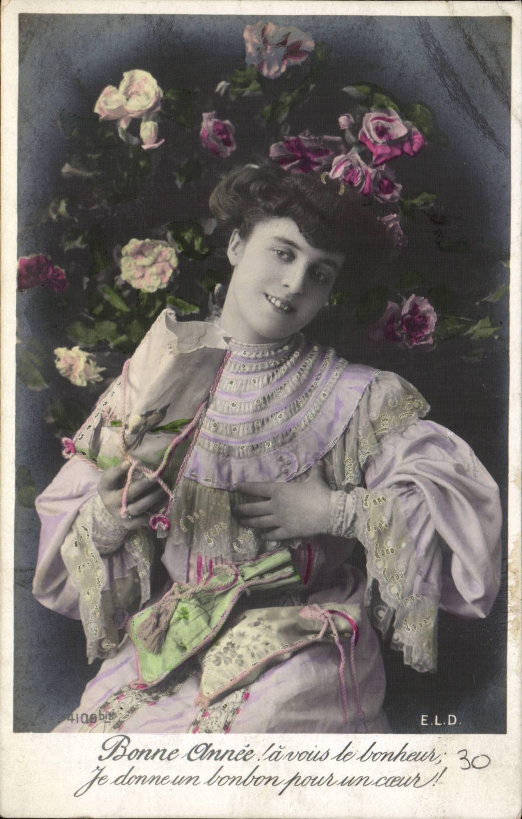 CPA Fantasy Happy New Year for happiness I give a candy for a heart