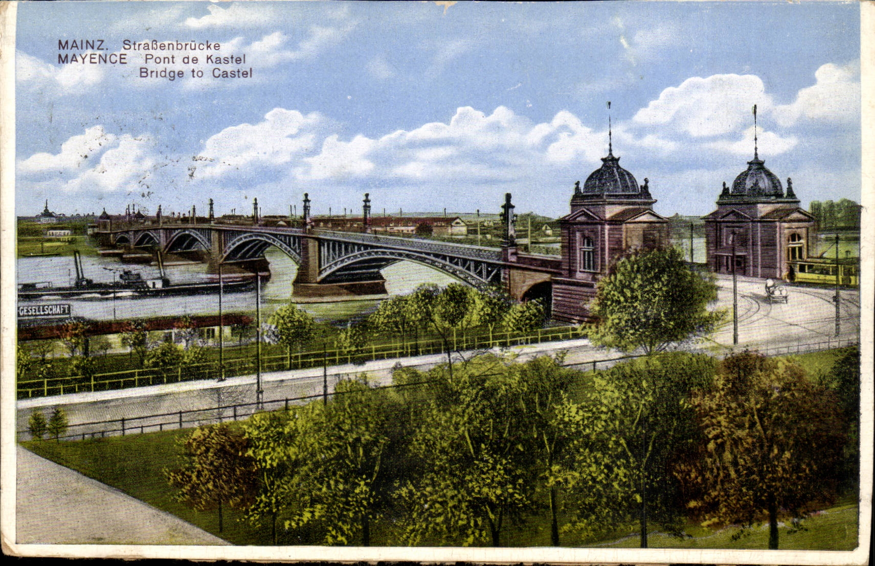 Germany Mainz CPA Strassenbrucke Bridge of Kastel