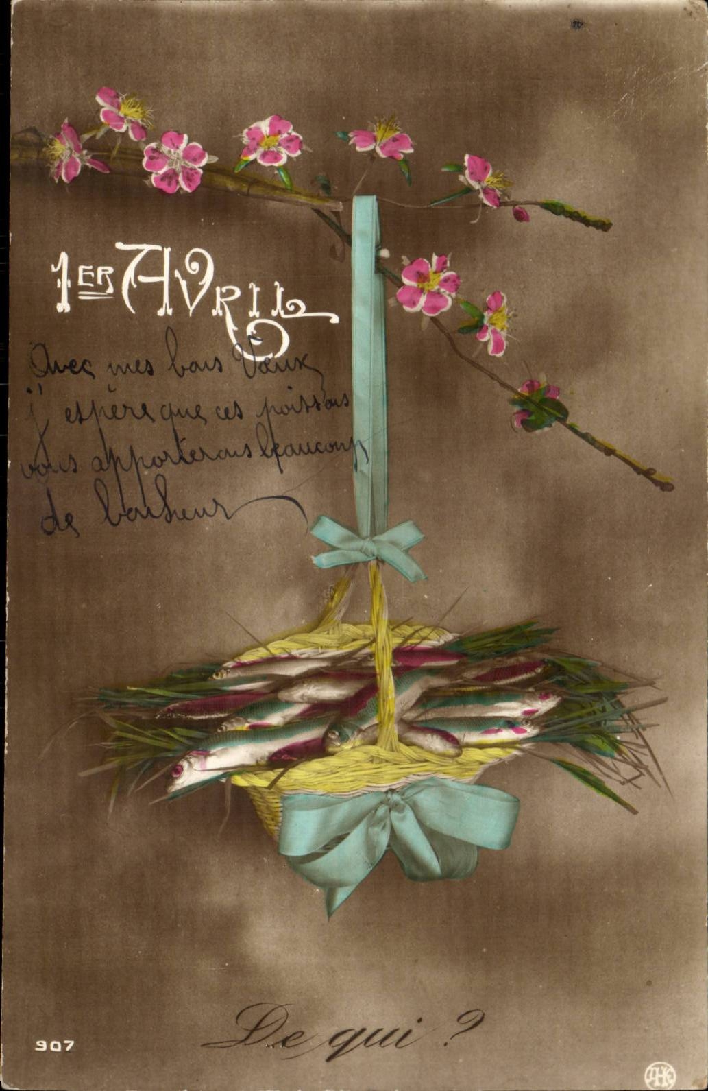 CPA Phantasie Fass des 1 April (Fisch)