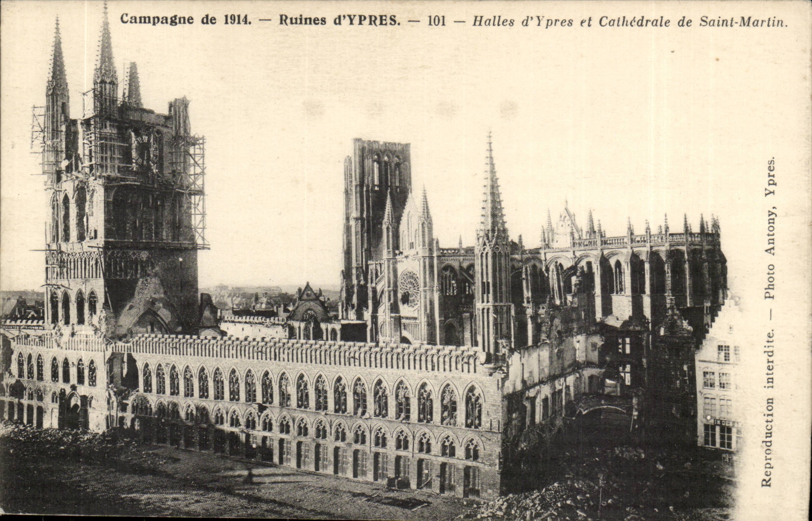 Countryside of 1914 CPA Ruins of Ypres Markets of Ypres and cathedral of Saint Martin Belgie Belgium
