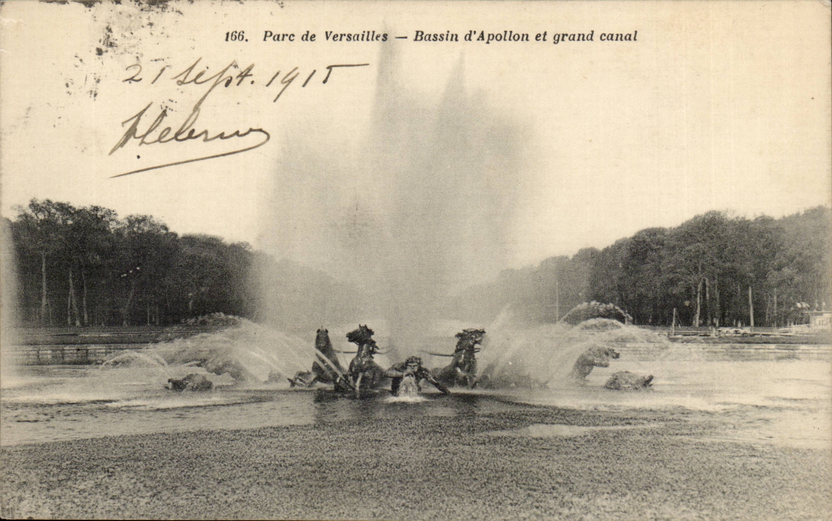 Park of Versailles CPA Basin of Apollo and the large canal