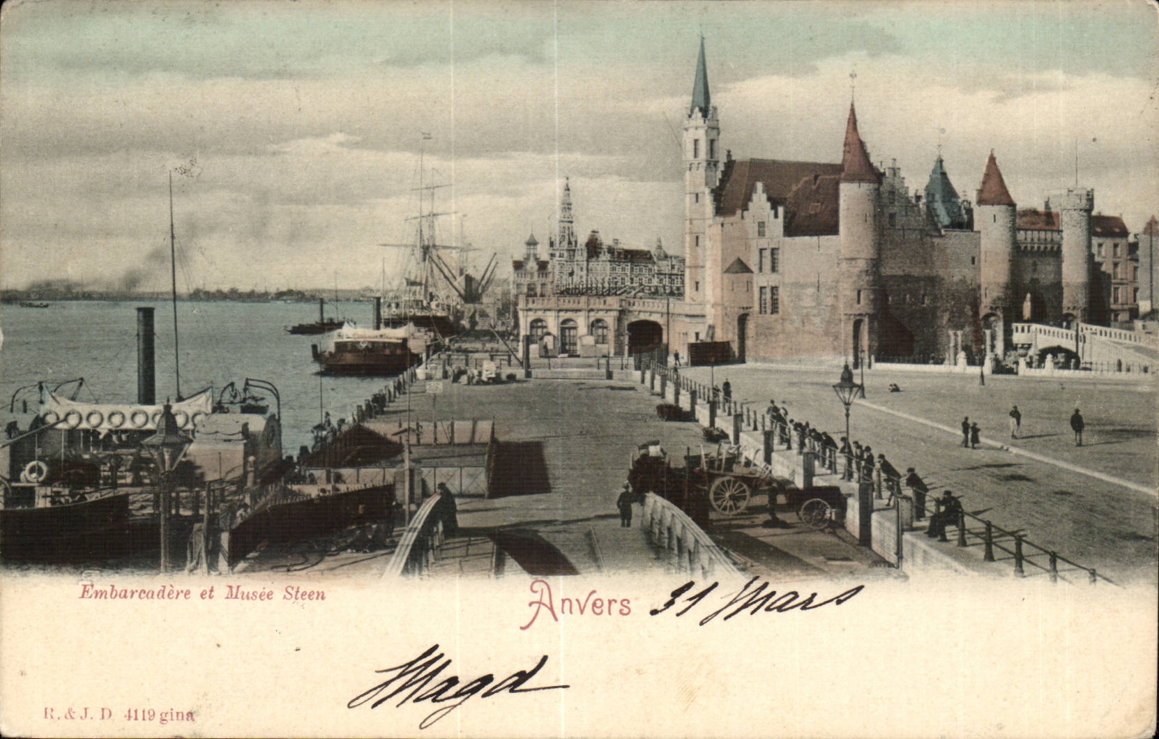 Belgie Belgien Antwerpen CPA Landungstadium und Musee Steen