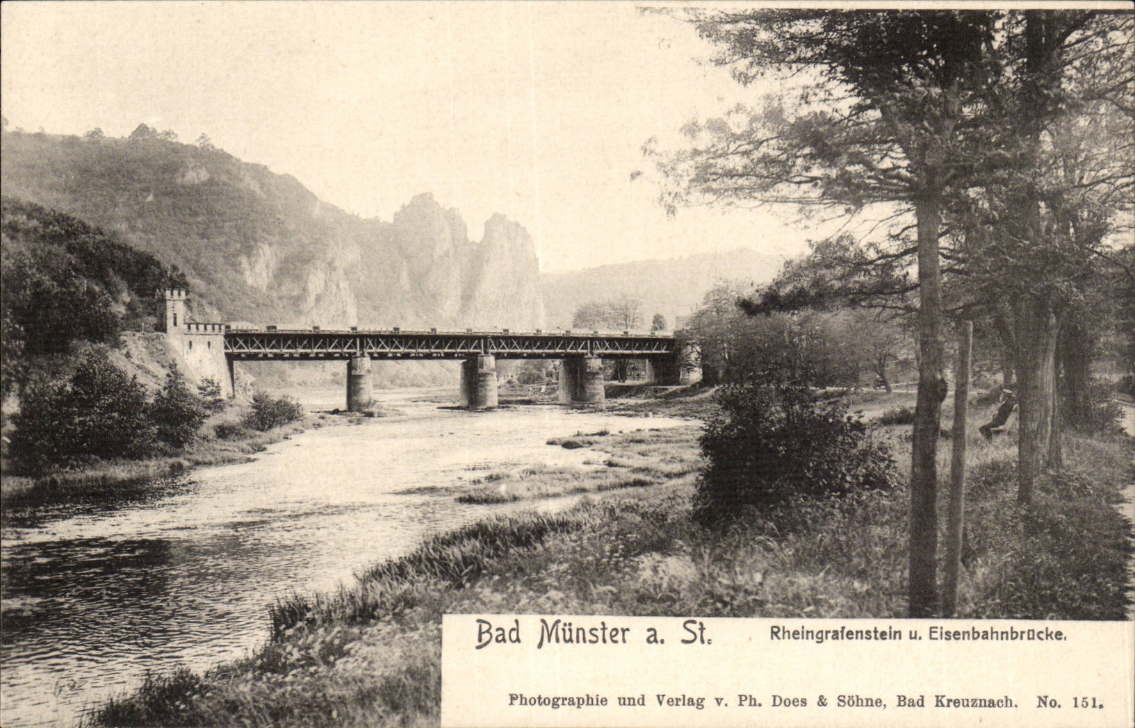 Germany Bad Munster CPA Rheingrafenstein und Eisenbahnbrucke