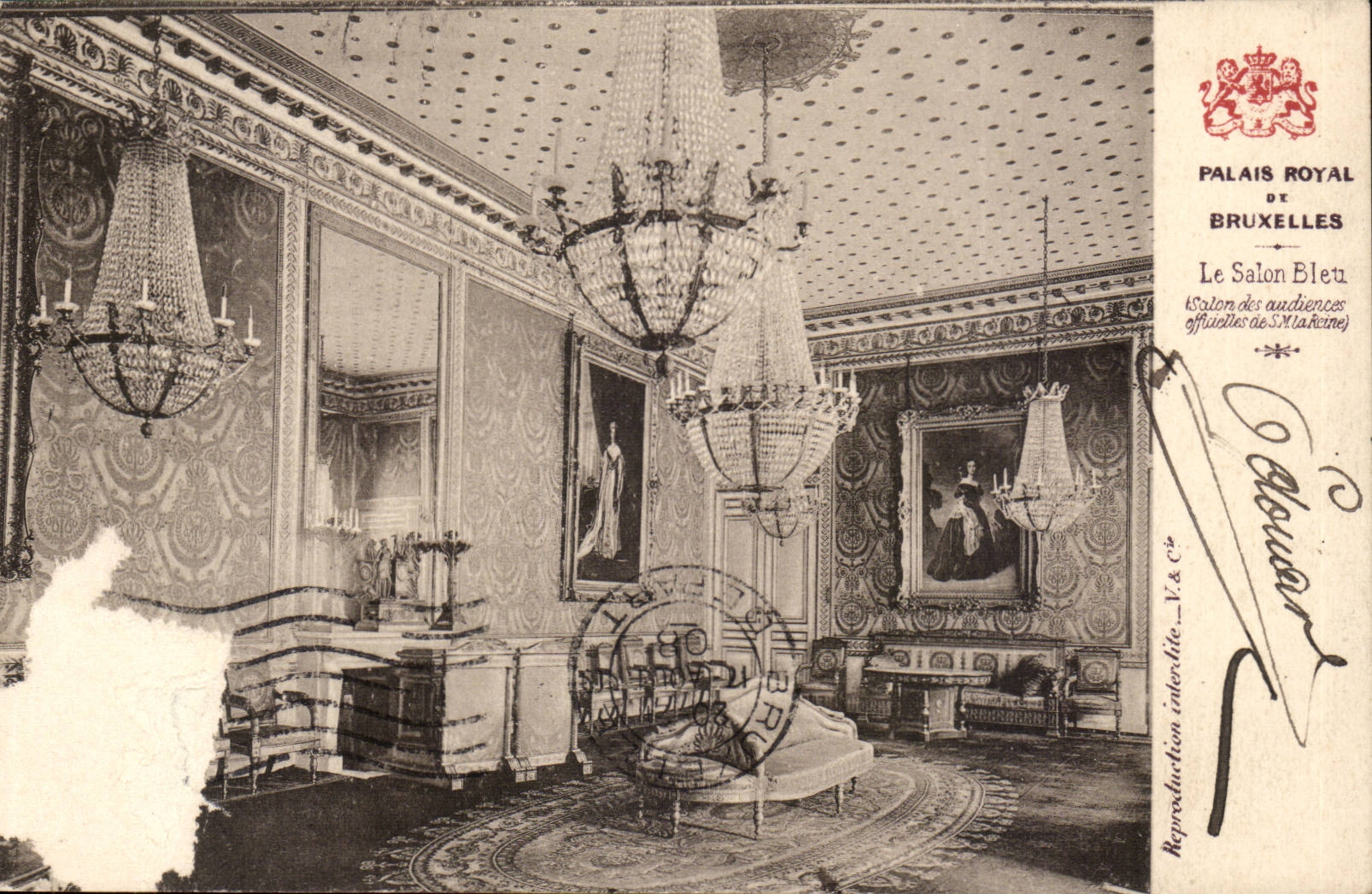 Belgie Belgium Royal palace of Brussels CPA the blue living room