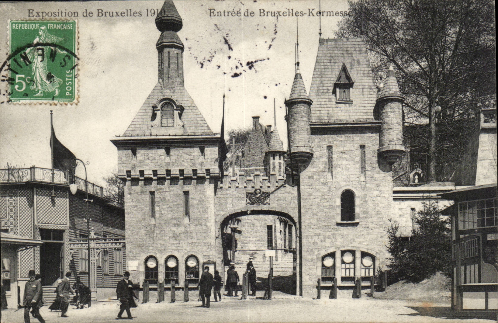Belgie Belgium Fair of Brussels 1910 CPA Entrance of Brussels Village fair