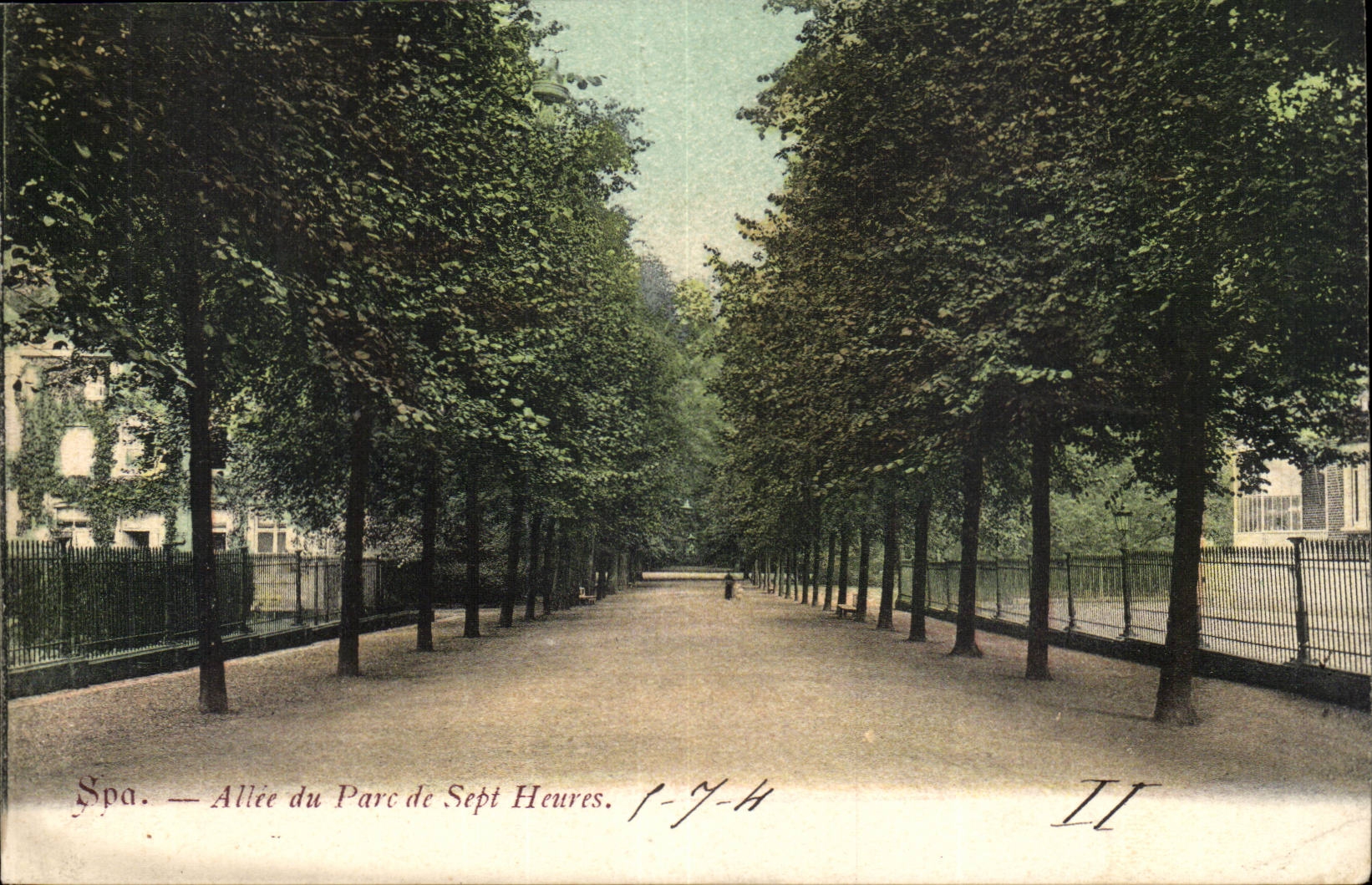 Belgie Belgium Spa CPA Allee of park the seven hour old