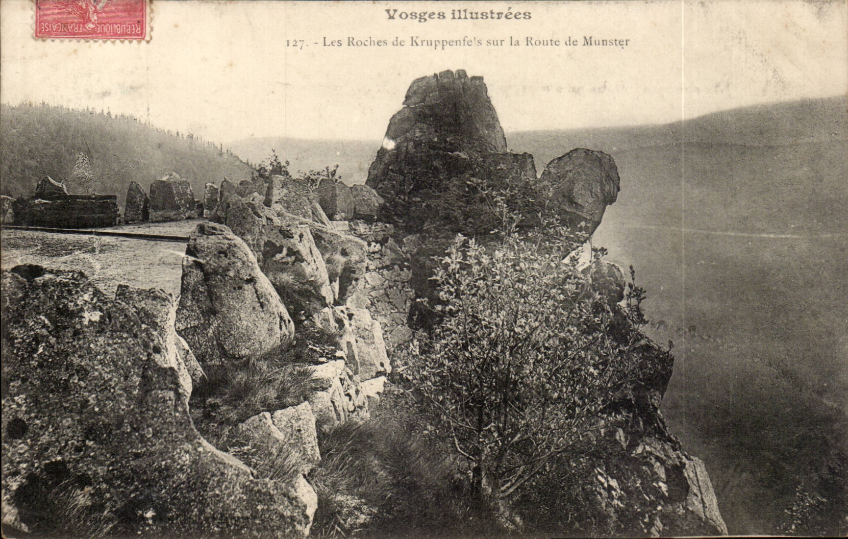 The Vosges CPA the rocks of Kruppenfels on has road of Munster