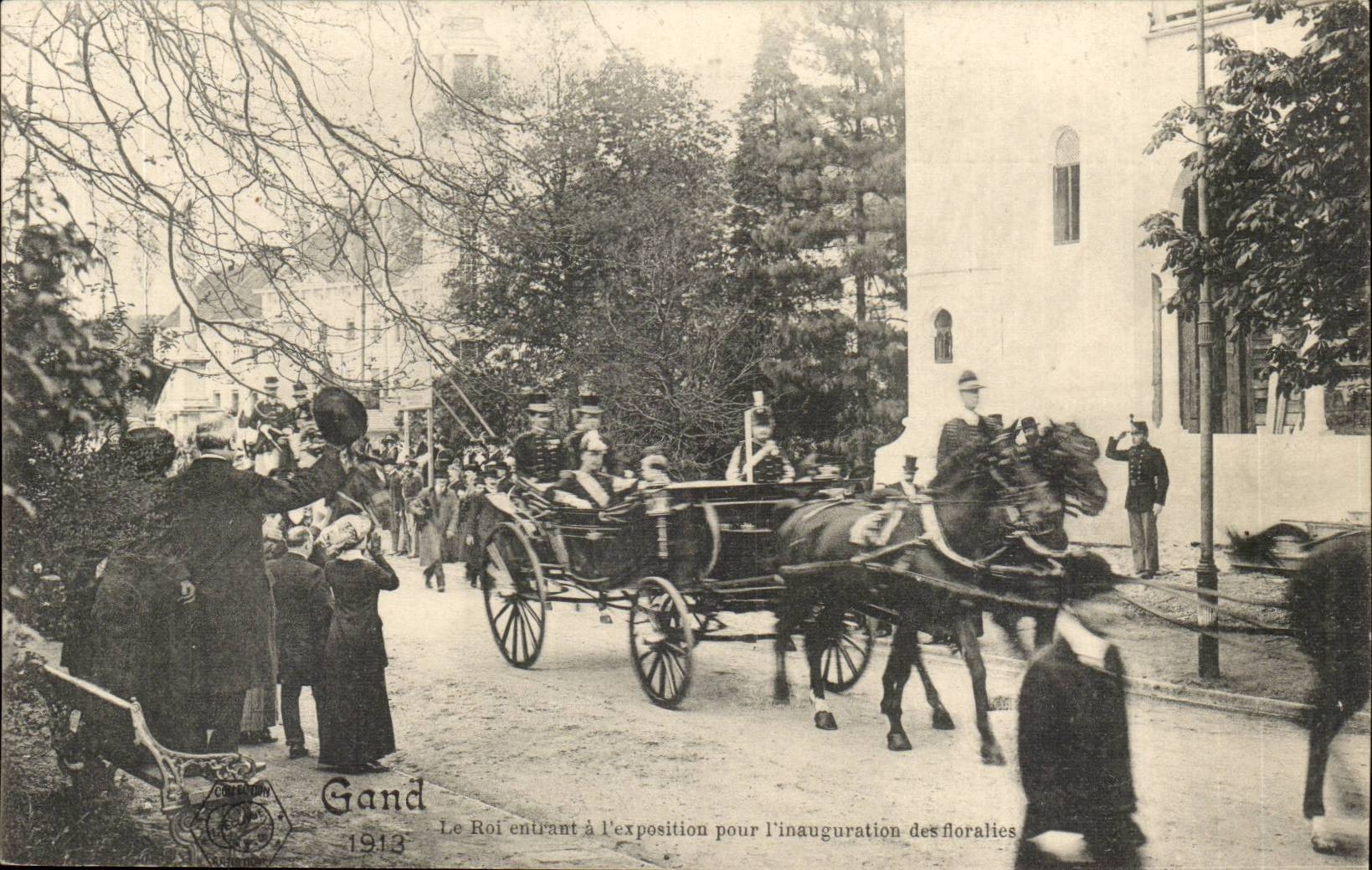 Belgie Belgium CPA Ghent the king entering to the exposure for the inauguration of the floral festivals