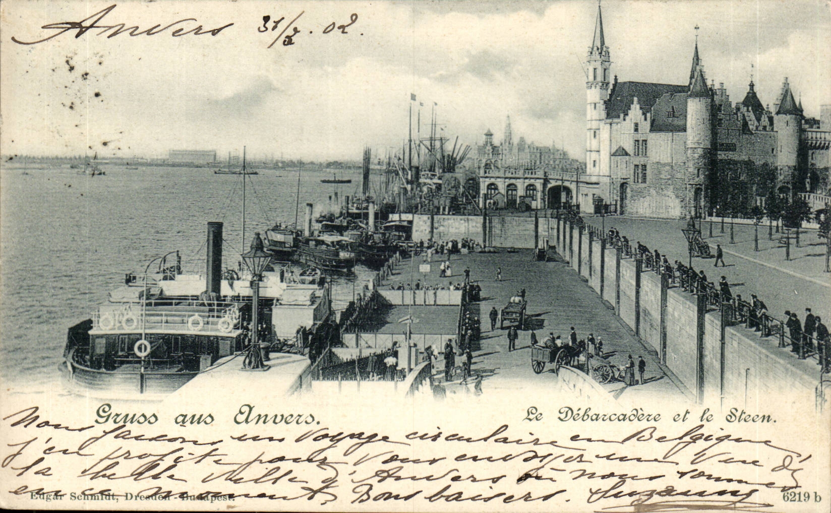 Belgie Belgien Gruss aus Antwerpen CPA das Entleerungsdock und das Steen (Boote)