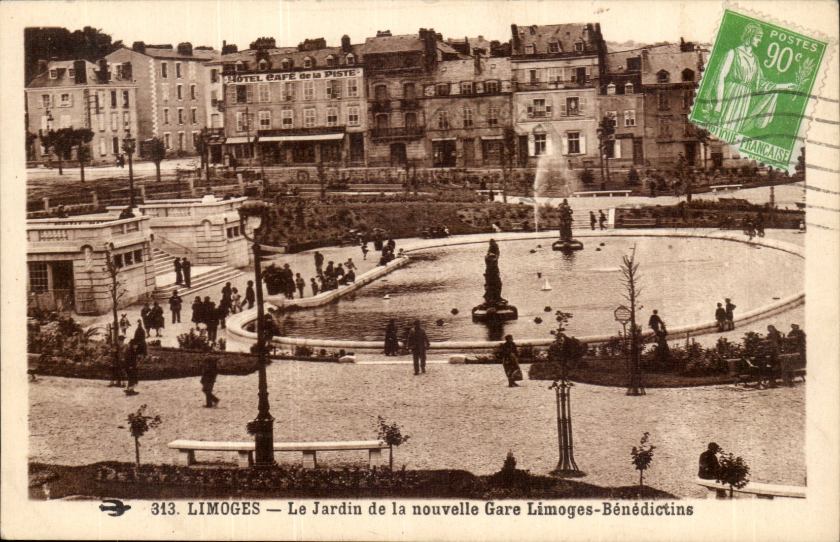 Limoges CPA the garden of the new station Limoges Benedictine (Hotel Coffee of the Track)