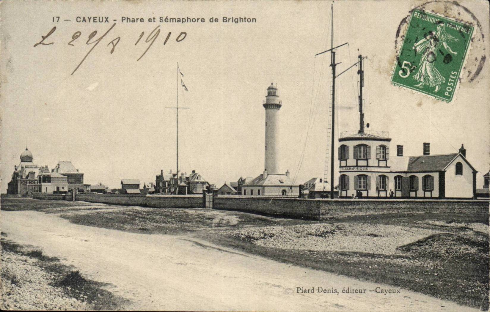 Cayeux CPA Lighthouse and semaphore of Brighton
