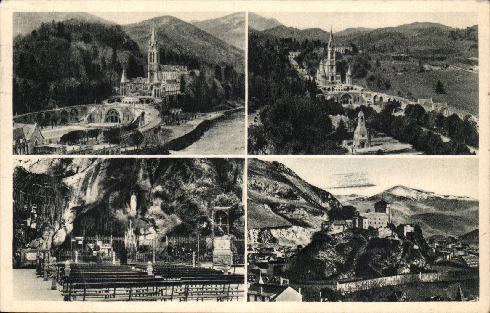 Lourdes CPA the basilica the cave and the strong castle