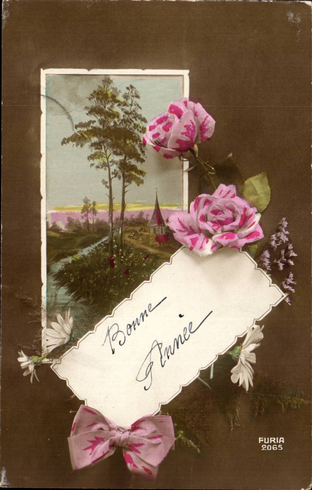 CPA Fantasy Flowers Happy New Year