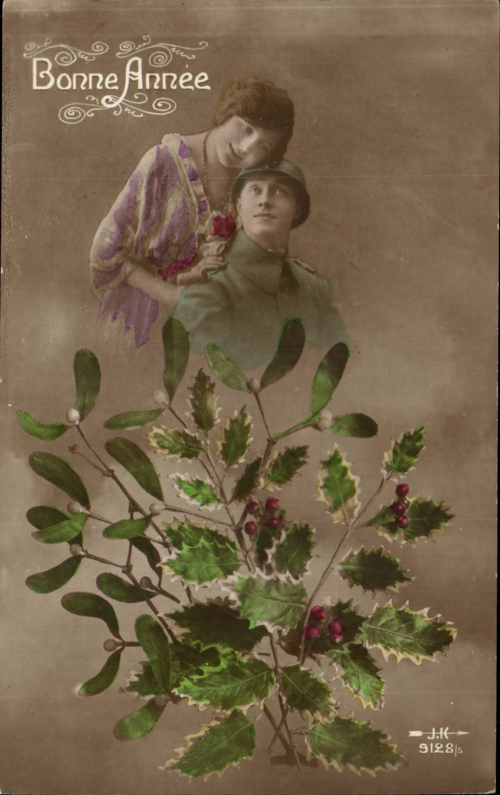 CPA Fantasy Militaria Couples Happy New Year