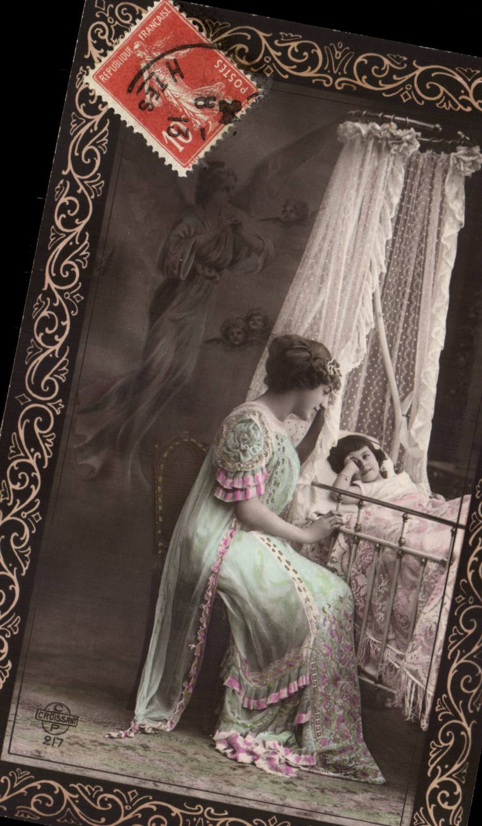 CPA Fantasy Woman angel and child