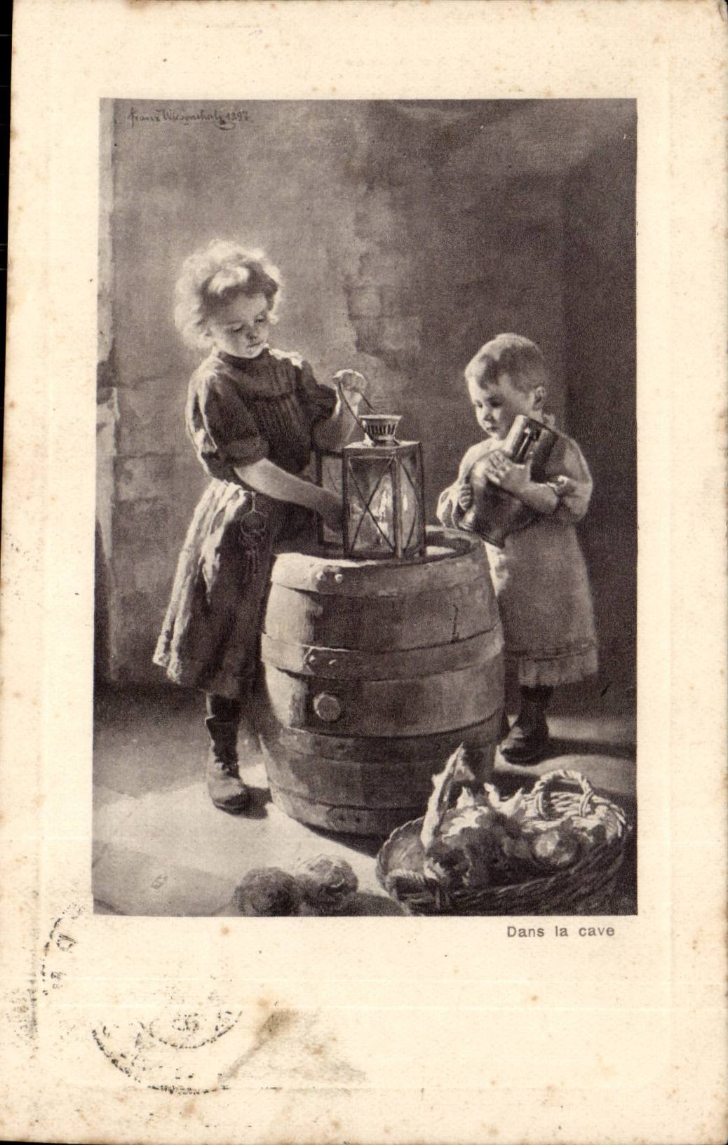 CPA Fantasy Children In the cellar