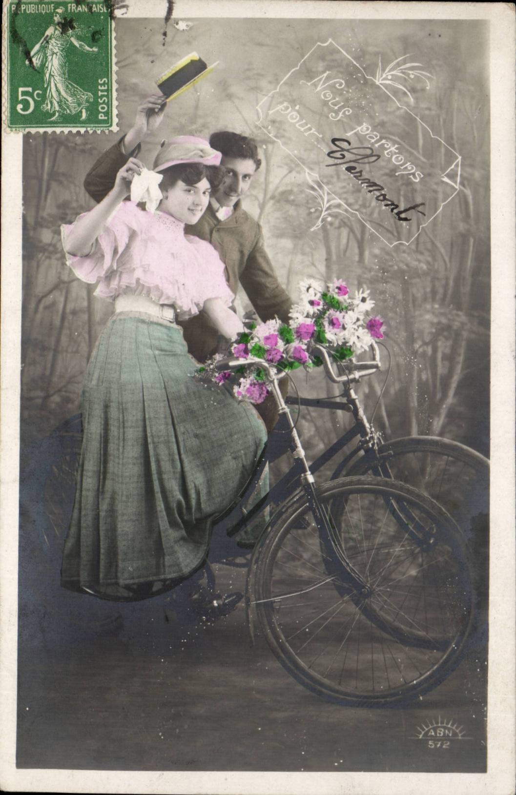 CPA Fantasy We leave for Clermont (cycl bicycle bicycle)