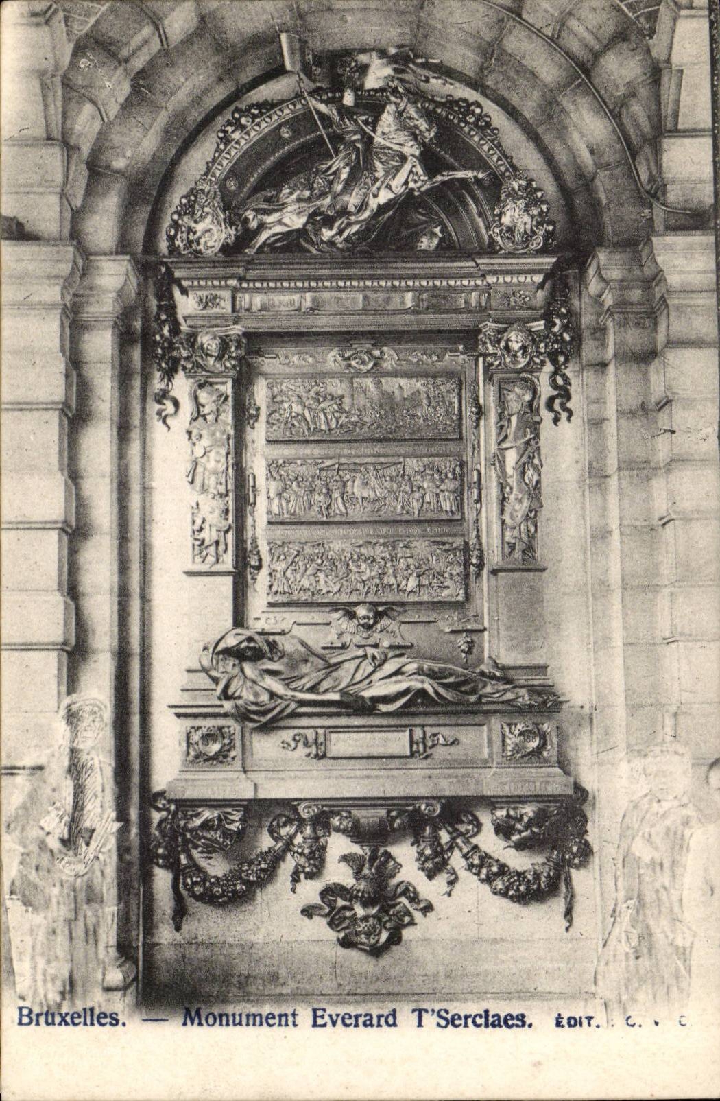 Belgie Belgium Brussels CPA Monument Everard T SErclaes