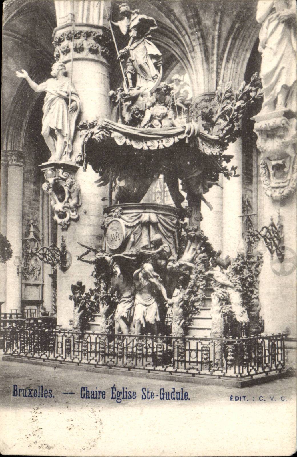 Belgium Brussels CPA Pulpit church co Gudule