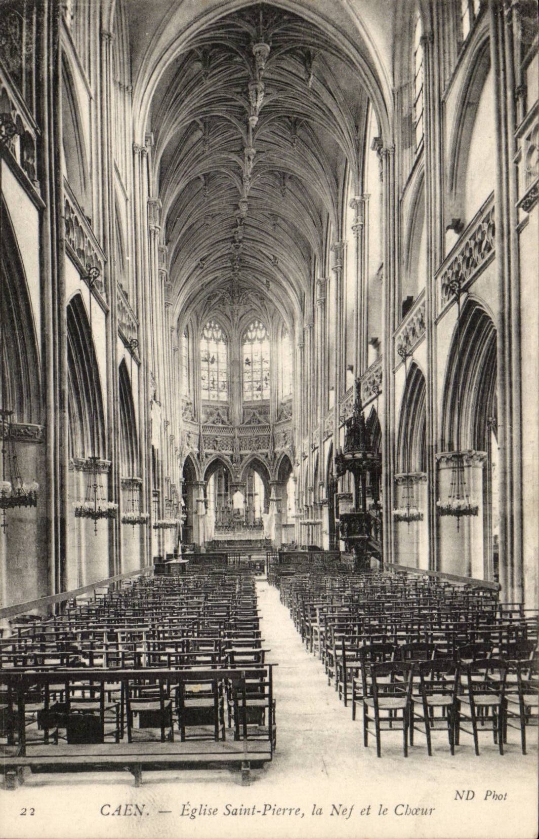 Kirche-Saint Pierre Caen-CPA der Nave und der Chor