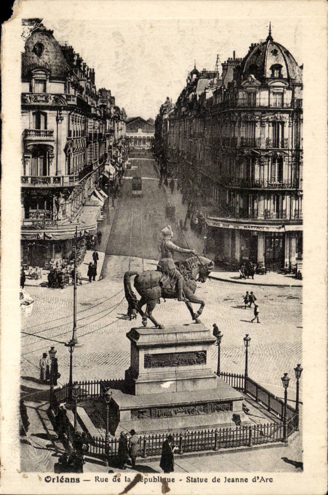 Orleans CPA Street of the Republic Statue of Jeanne of arc