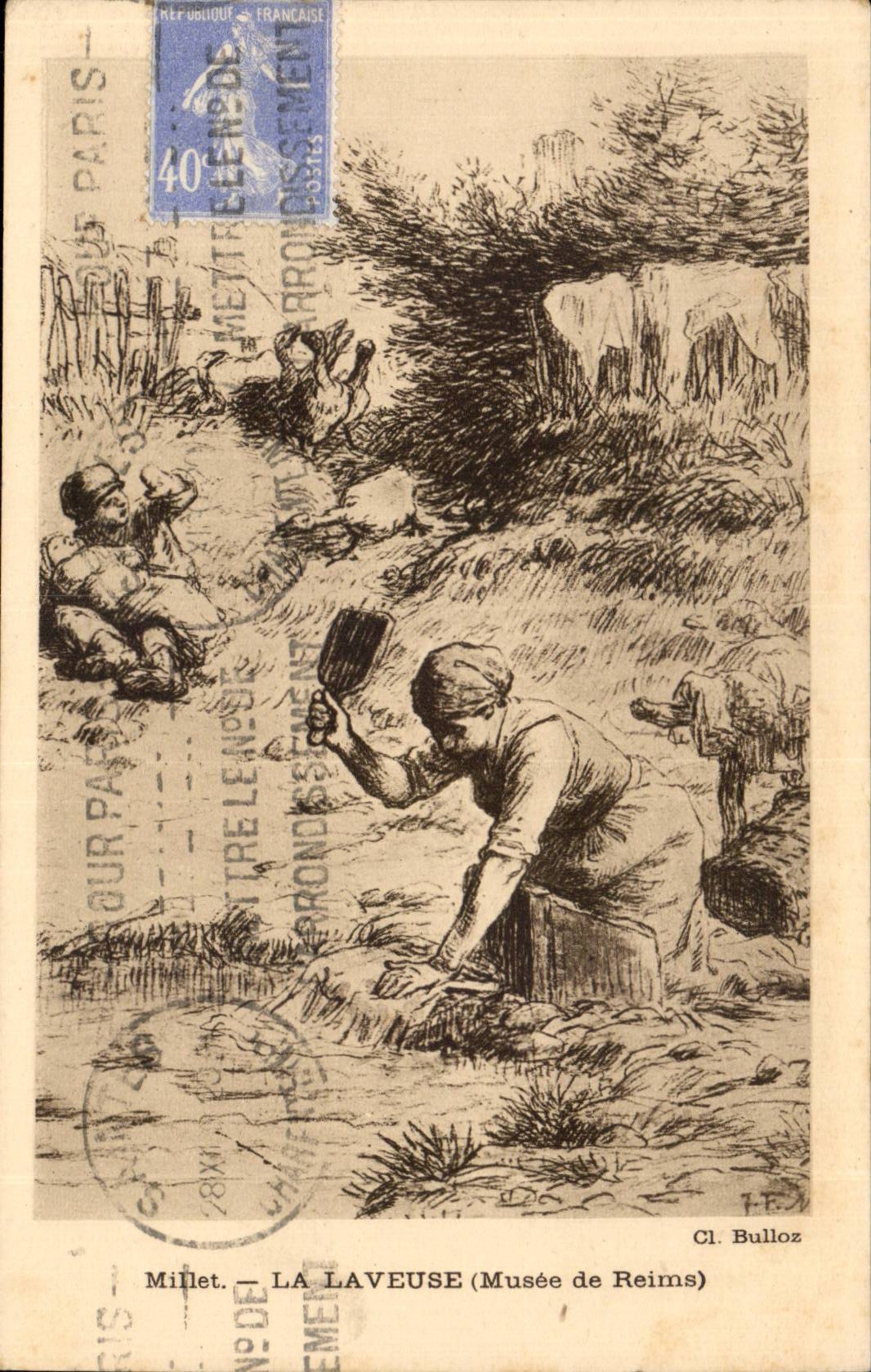 CPA Museum of Reims the washerwoman Millet