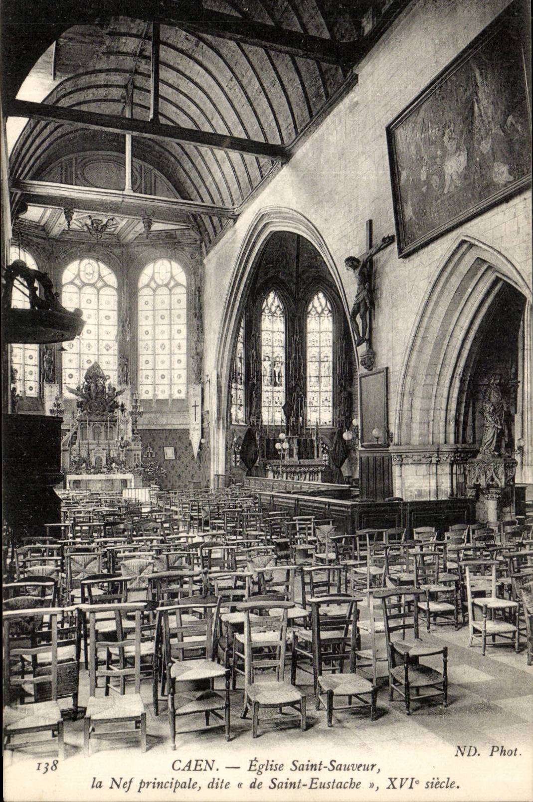 Kirche-Saint Retter Caen-CPA der Hauptnave Sainte bekannt ab Eustace 16