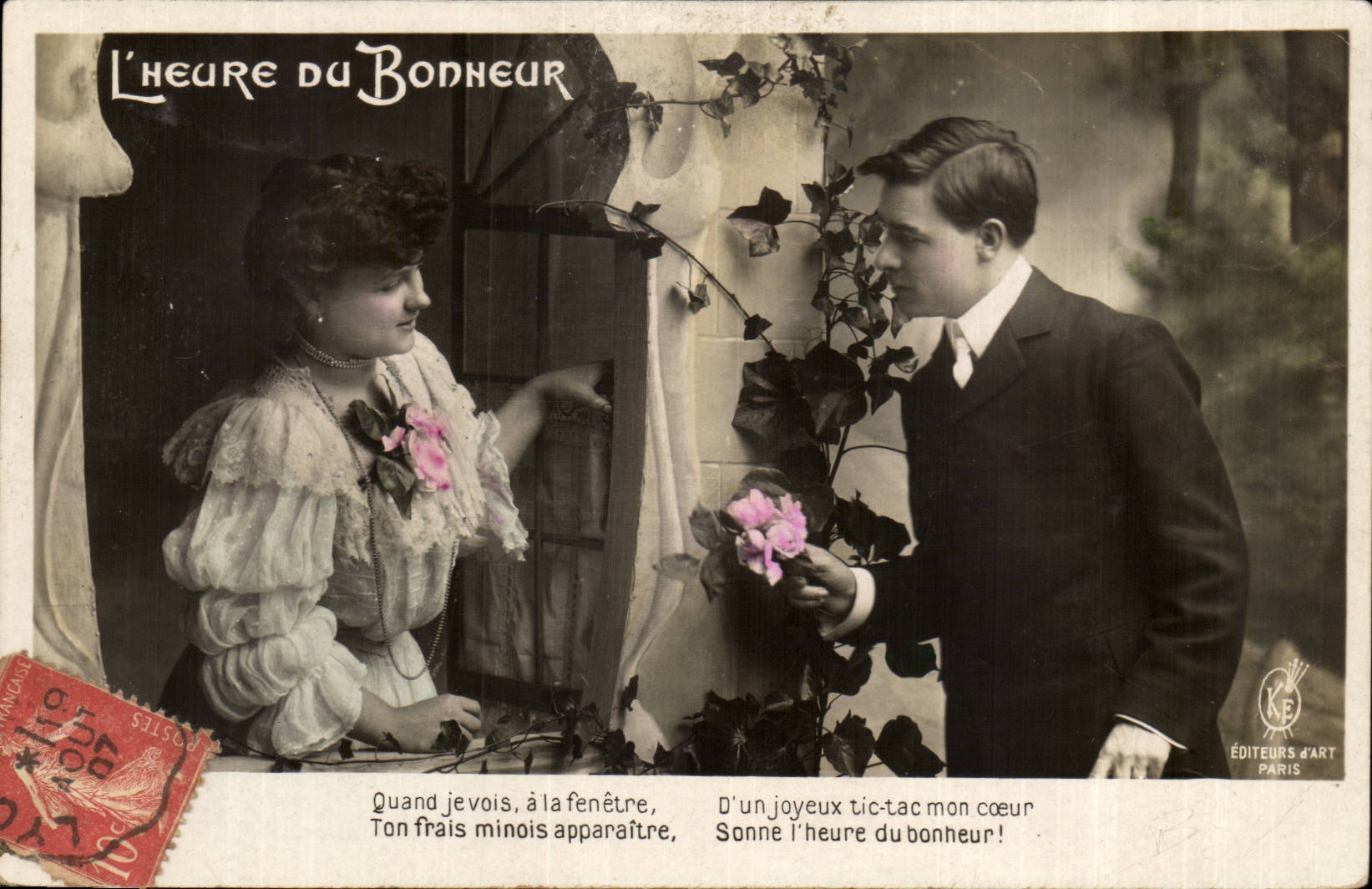 CPA Fantaisie L'heure du bonheur Couple