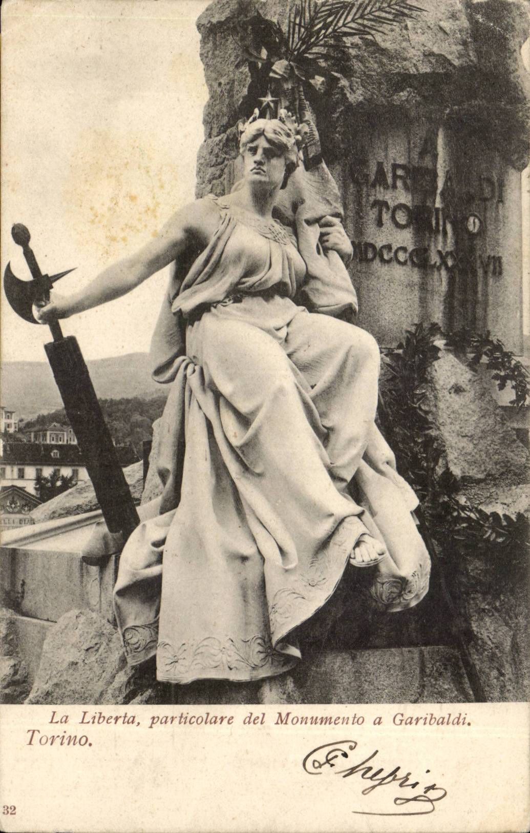 Italie Italie Torino CPA La Liberta particolare del Monumento a Garibaldi