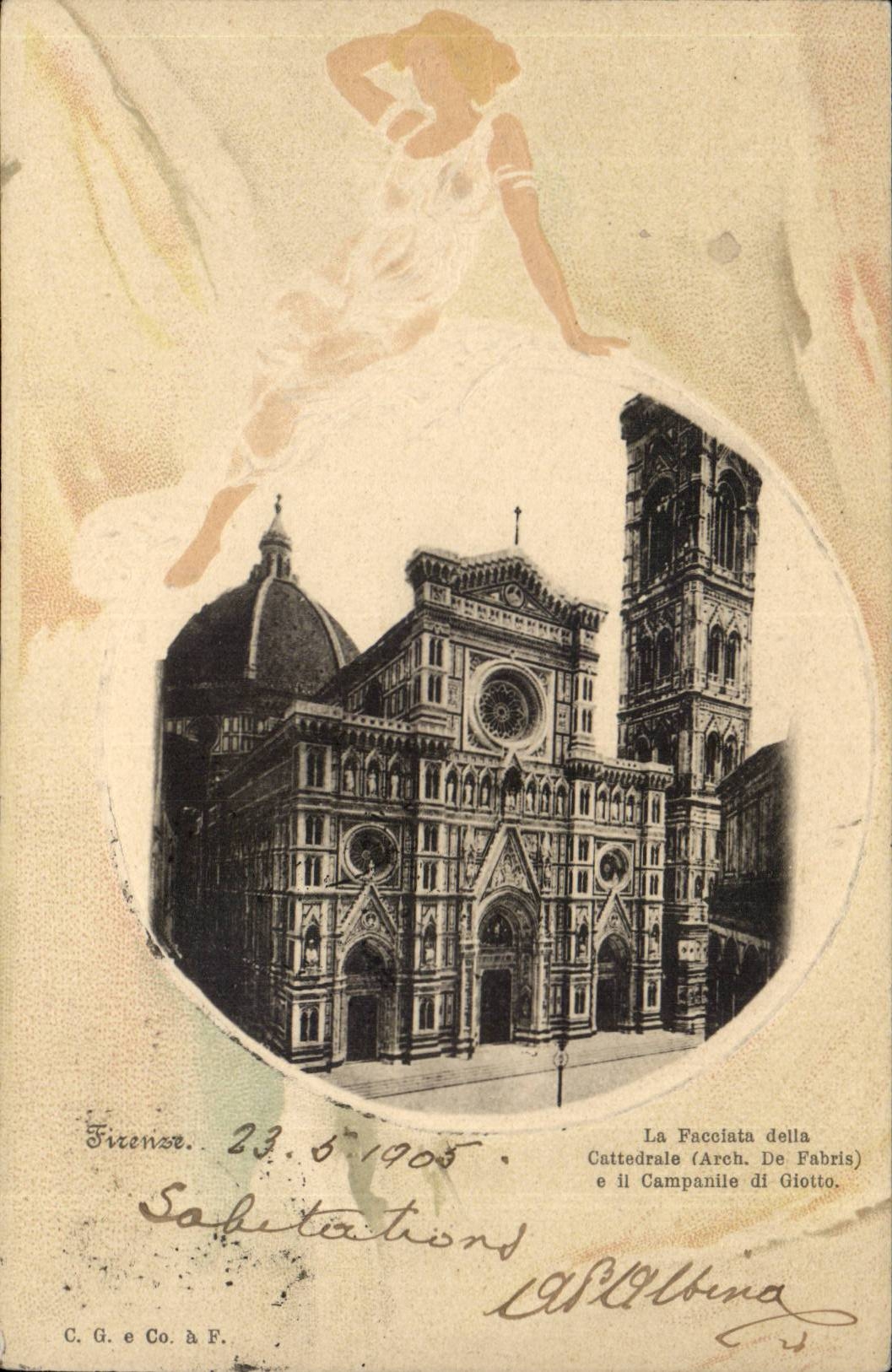 Italien Italien Firenze CPA FAcciata della Cattedrale E es Glockeaufsatz di Giotto (Frau in der Entlastung)