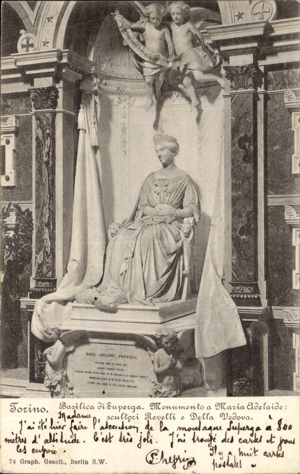 Italie Italia Torino CPA Basilica di Superga Monumento a Maria Adelaide Revelli a Della Vedova