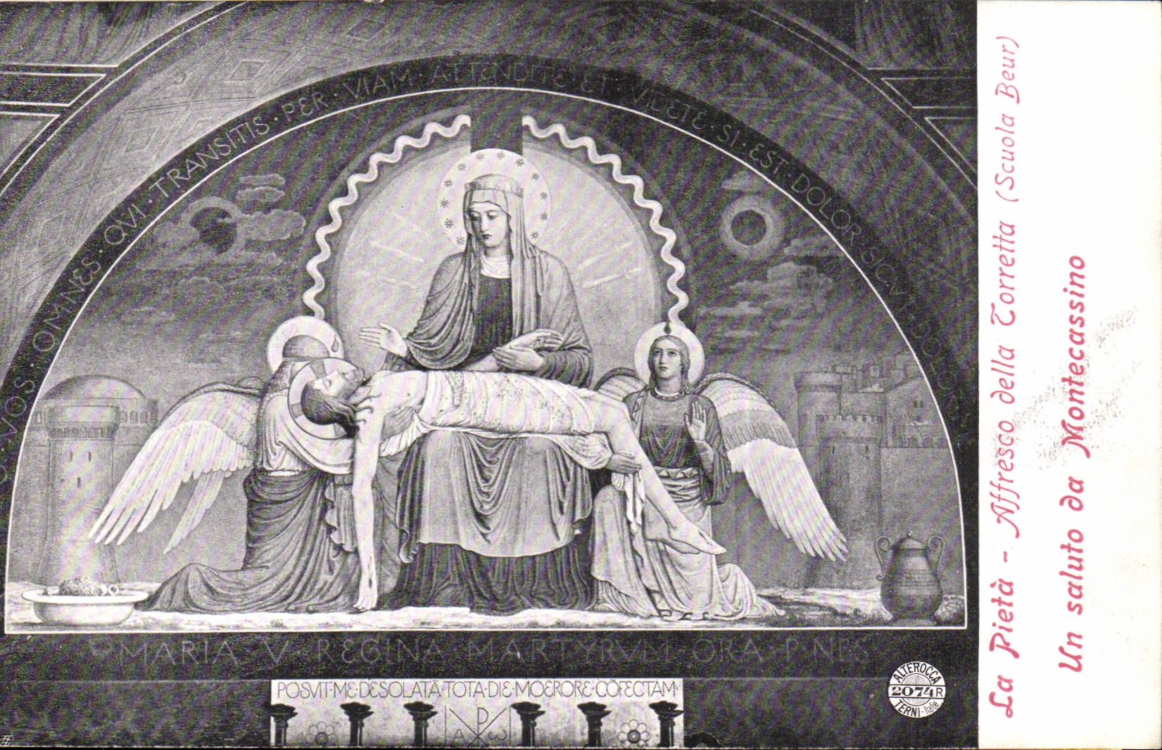 Italy Italia Pieta AAlffresco della Torretta (scuola Beur) a saluto da Montecassino