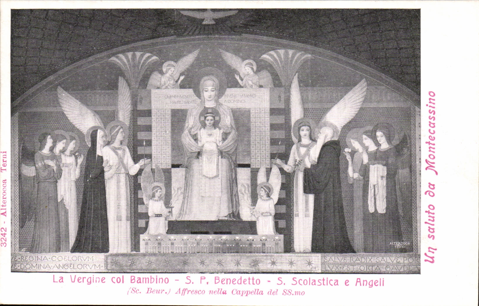 Italy Italia Montecassino CPA Vergine collar Bambino S P Benedetto S SColastica E Angeli