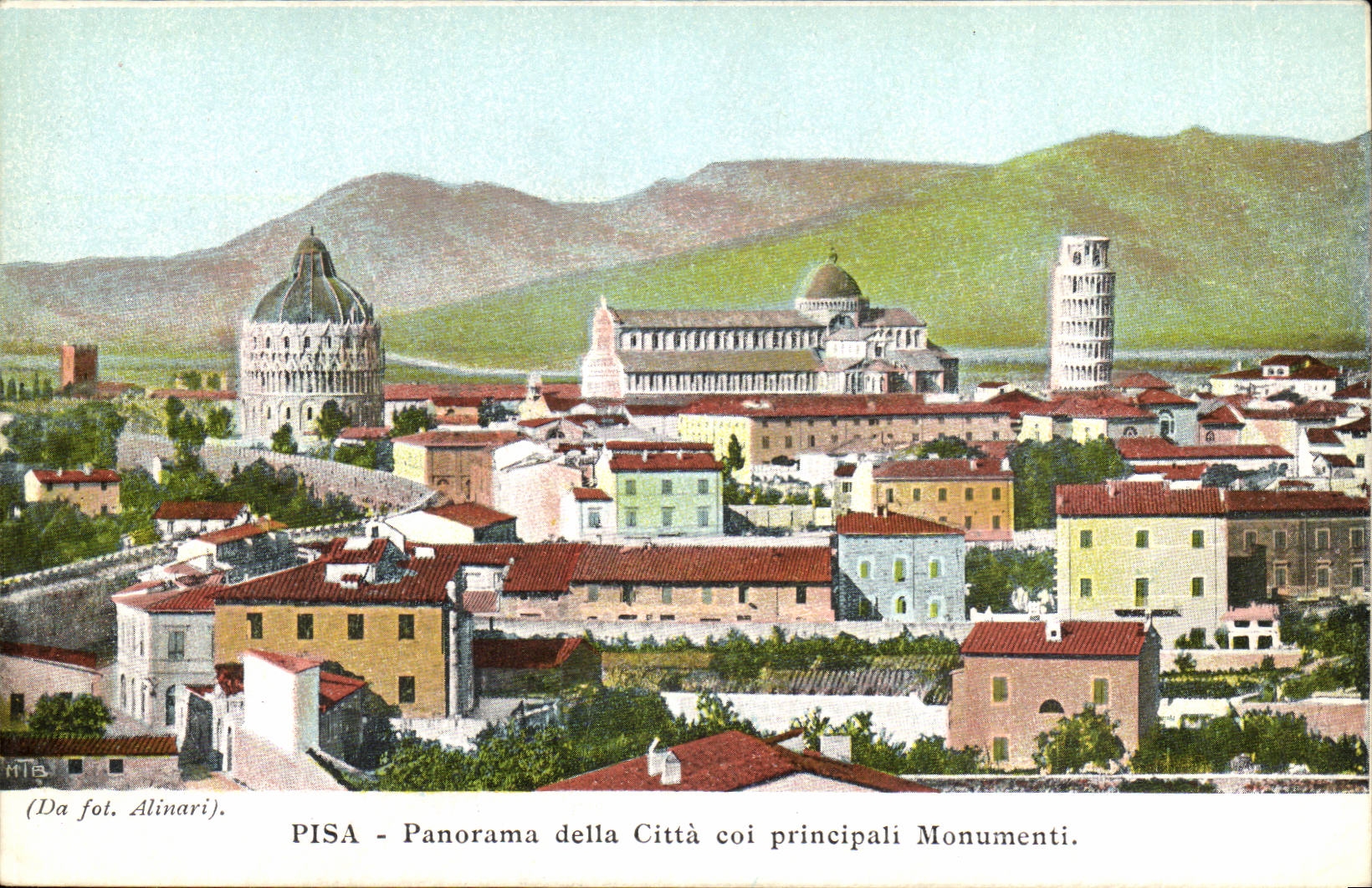 Italy italia Pisa CPA Panorama beyond Quoted coi principali Monumenti