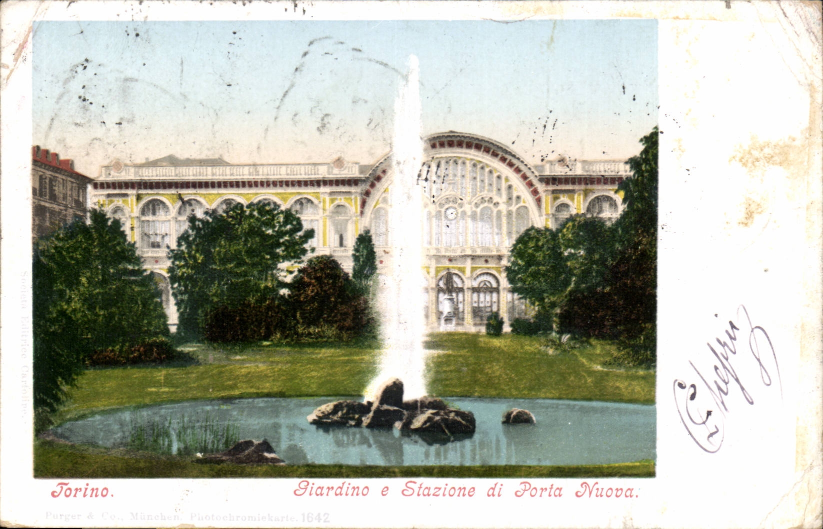 Italie Italia Torino CPA Giardino e Stazione di Porta Nuova