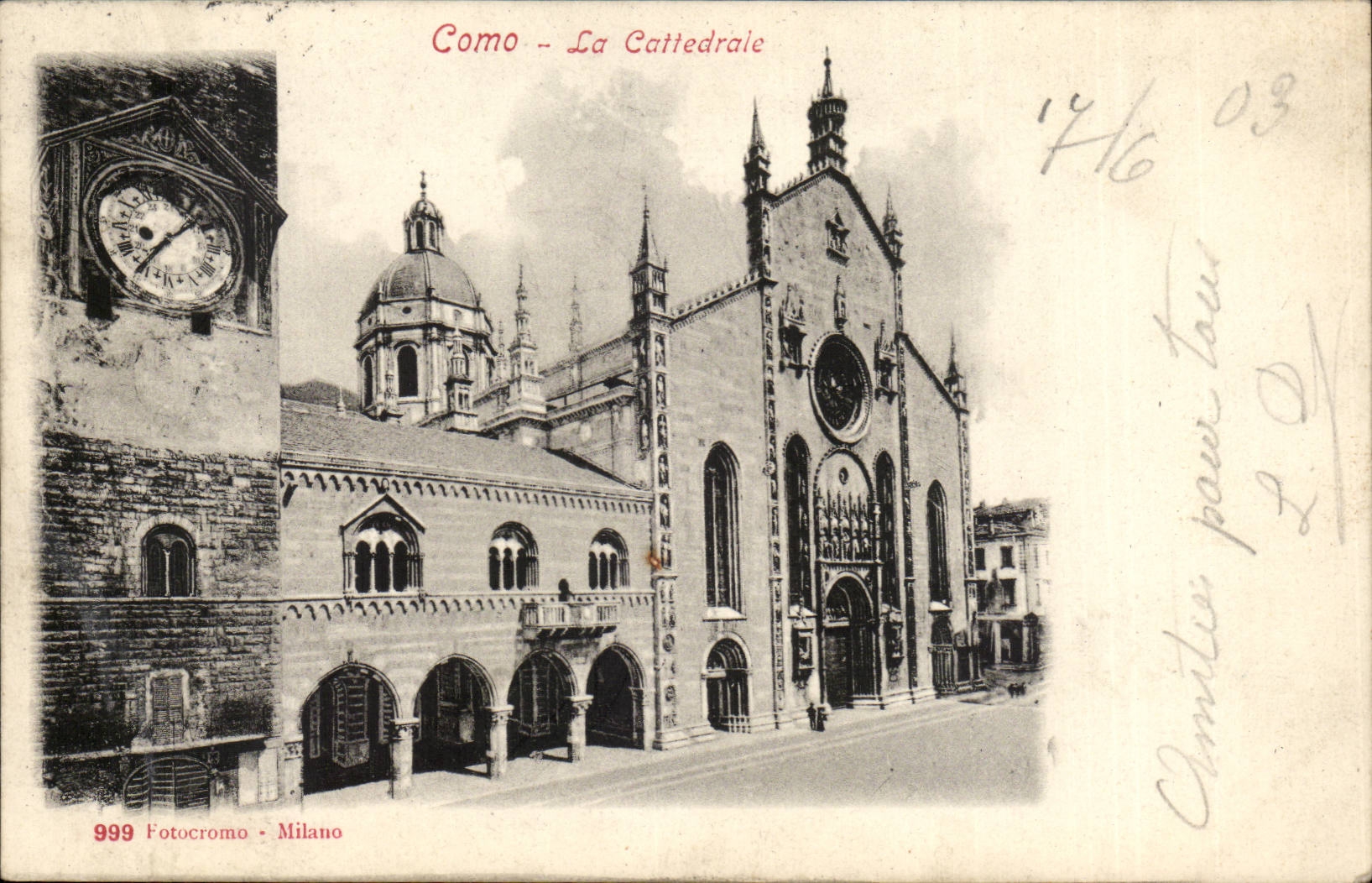 Italy Italia Como CPA the cattedrale