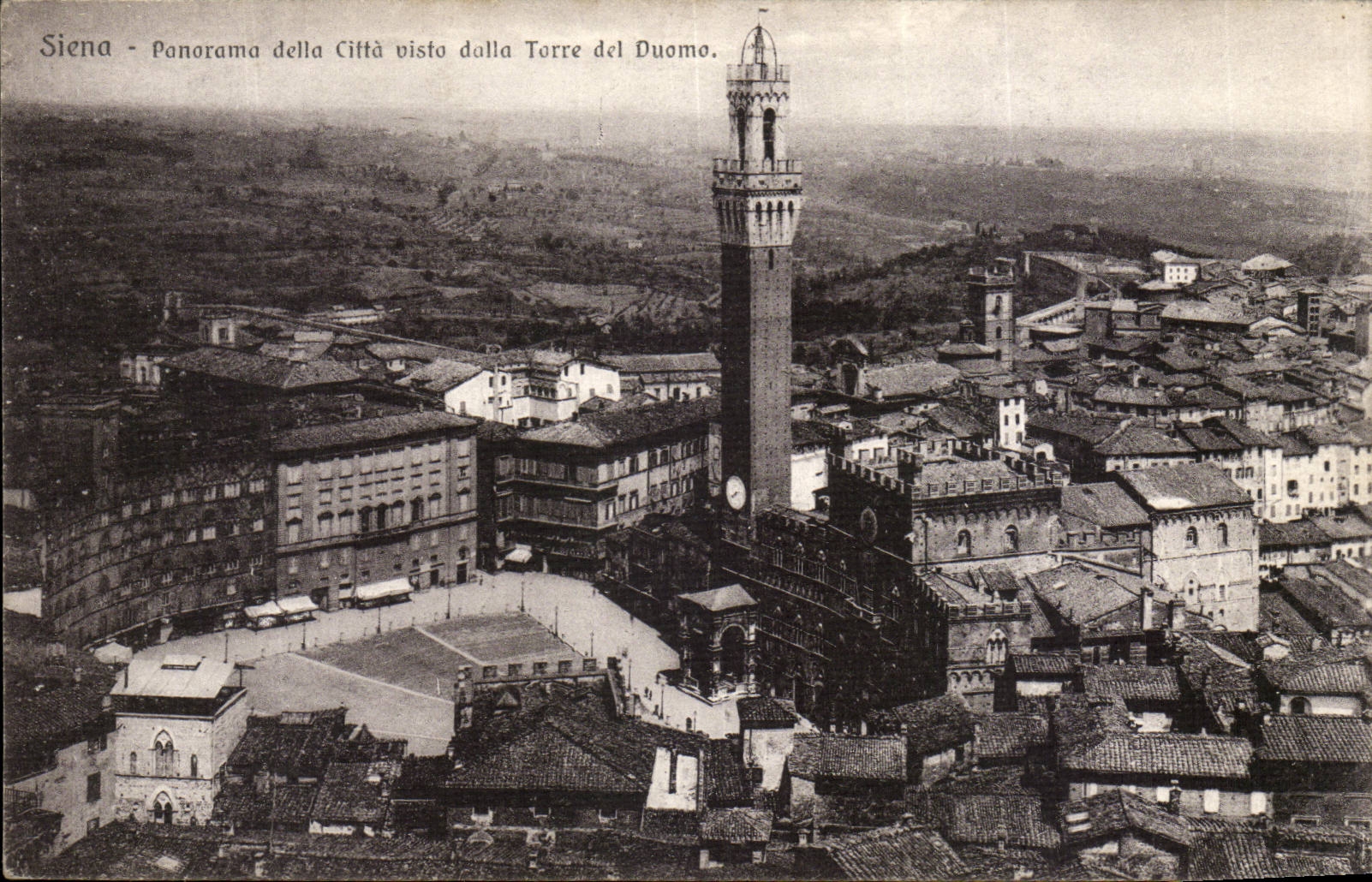 CPA Italy Italia Siena Panorama della Citaa paved Torre del Duomo