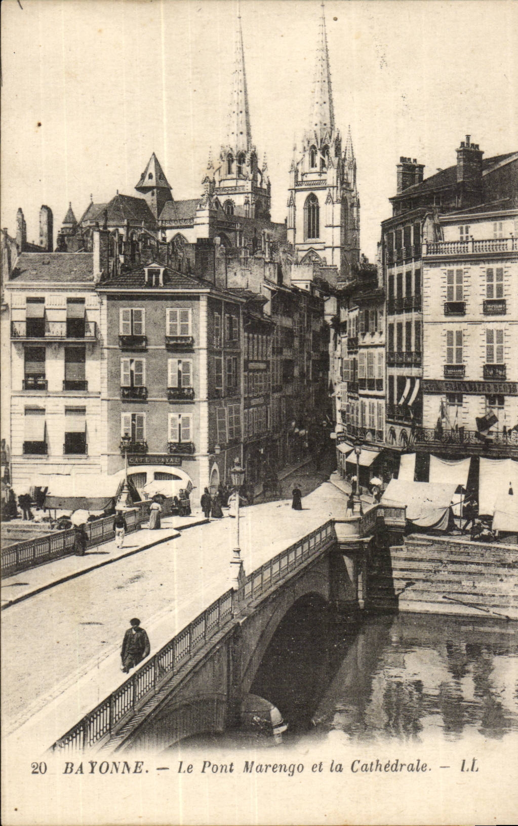 Bayonne CPA the bridge Marengo and the cathedral