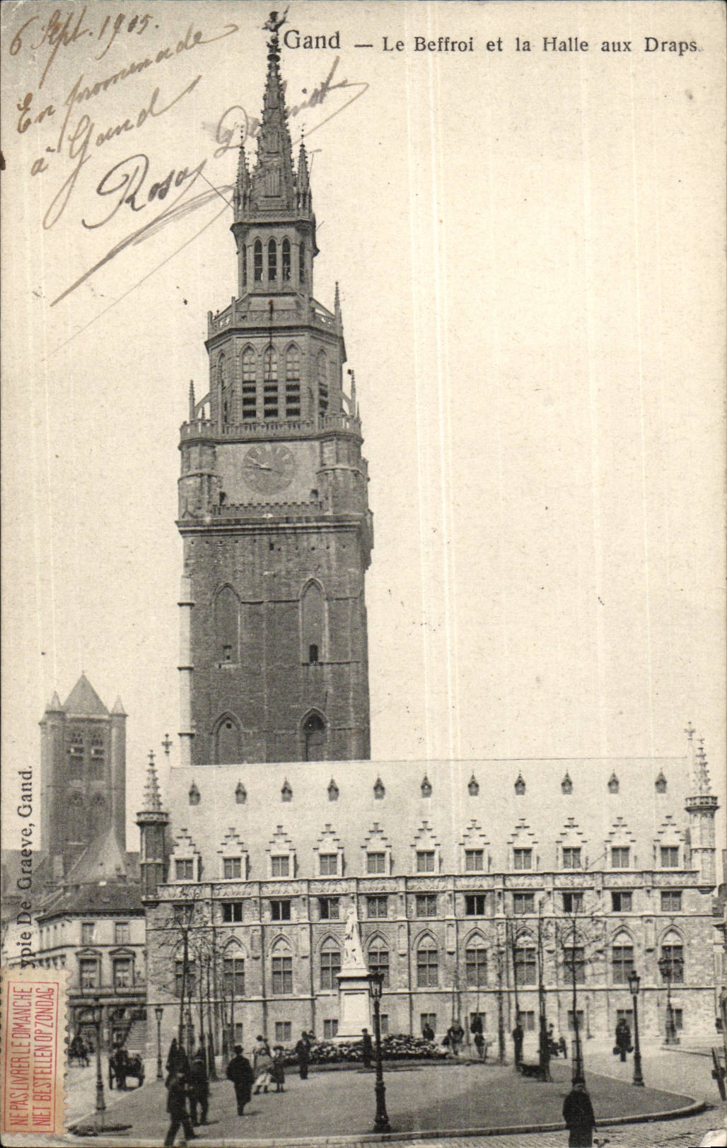 Belgie Belgium CPA Ghent the belfry and the market with cloths