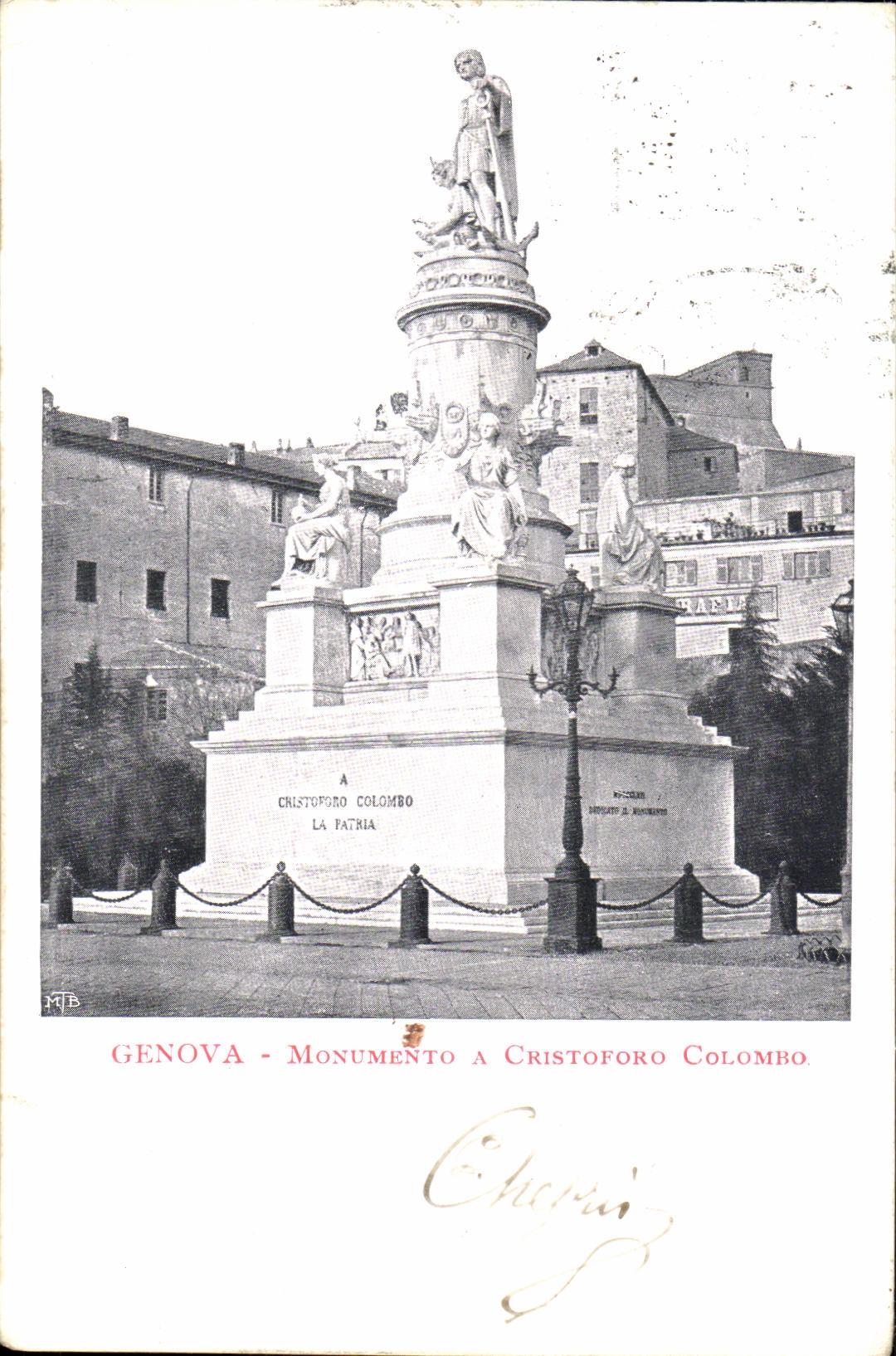 Italy Italia CPA Genova Monumento has Cristoforo Colombo