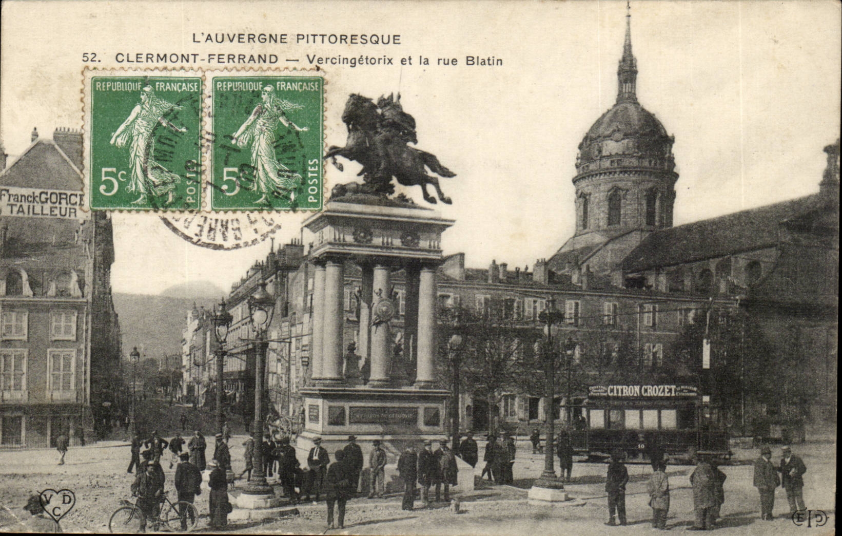Puy de Dome- Clermont-ferrand malerischer Auvergne zitronengelbes Crozet - Vercingetorix und die Strasse Blatin--CPA