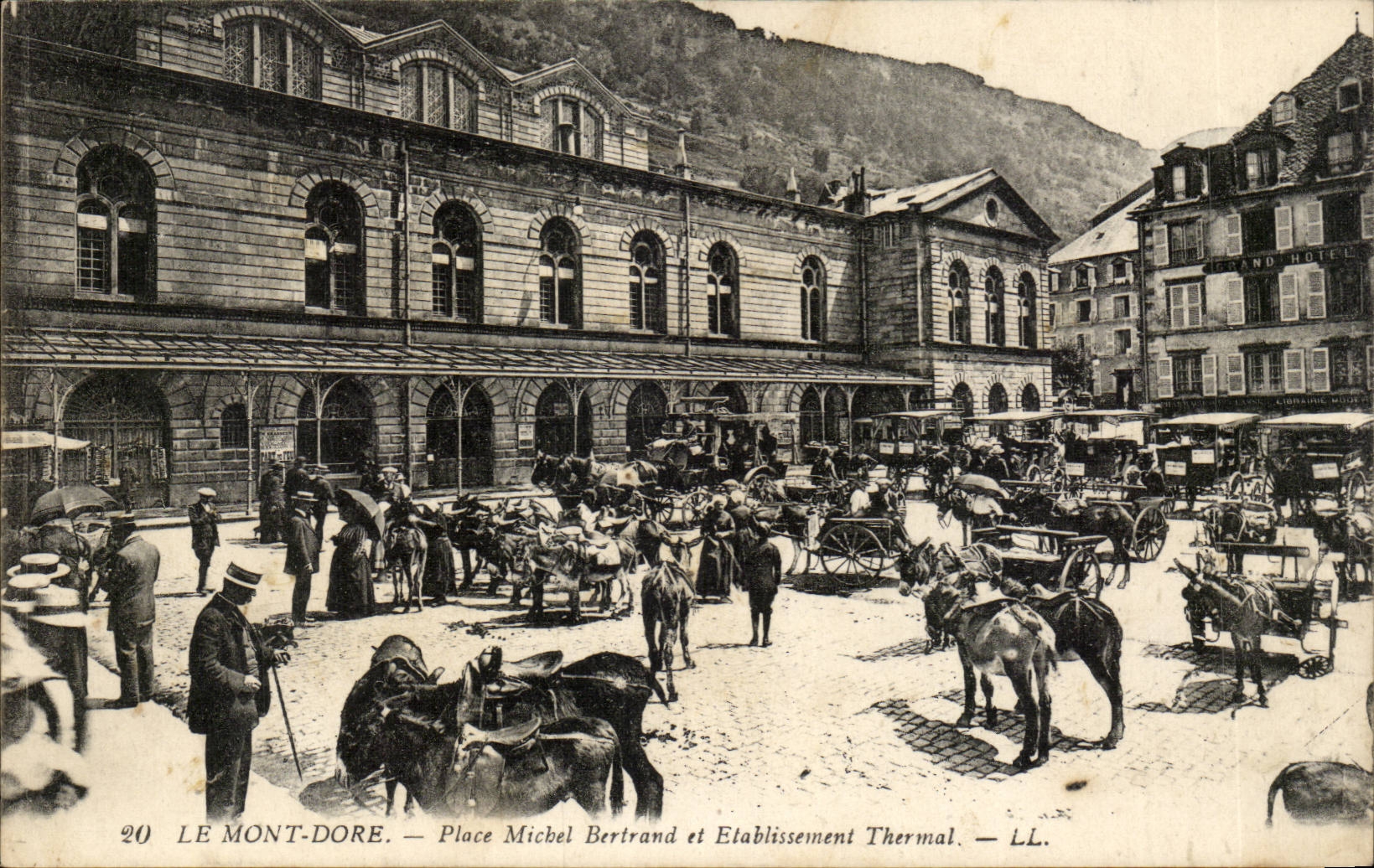 Puy de Dome- the Mount Gilds Michel Place and Hydropathic establishment - CPA Ane donkey