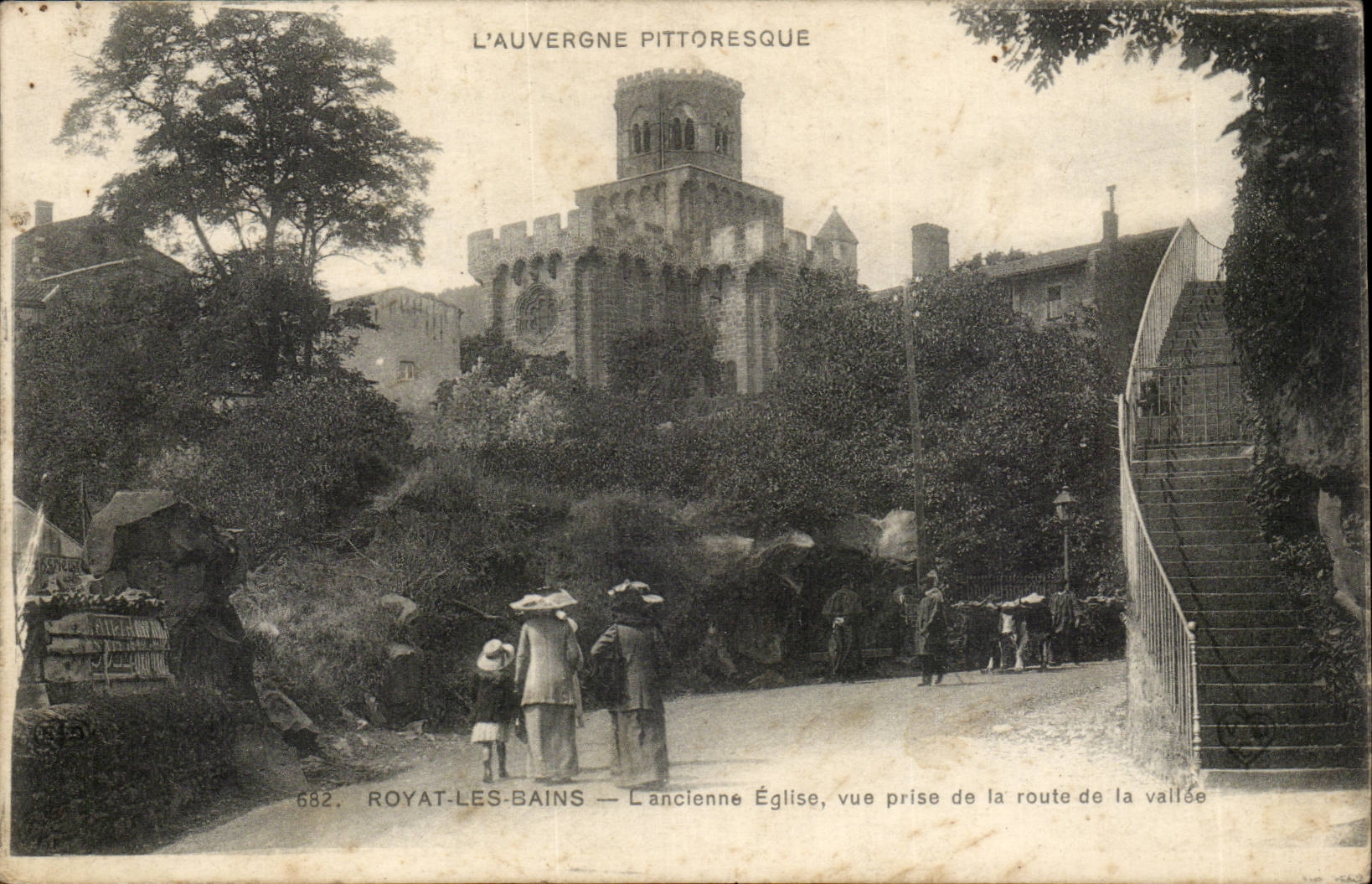 Puy de Dome- Royat Baths the old Church seen from of the road of the valley - CPA