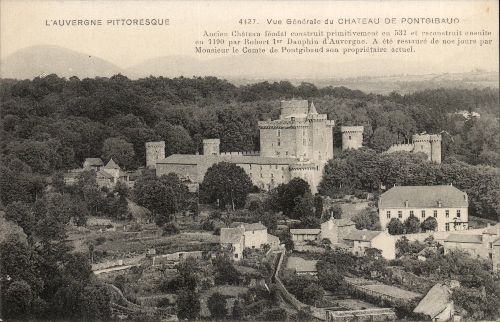 Puy de Dome- View of the Castle of Pontgibaud- constuit originally in 532 - Robert 1 Dolphin--CPA