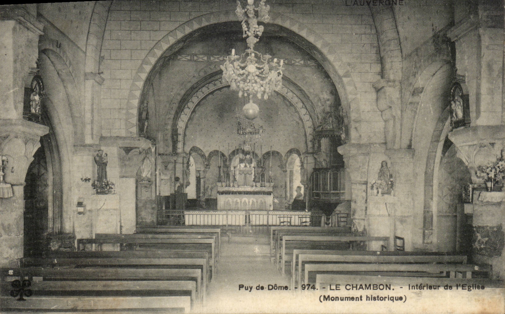 Puy de Dome- Interior Chambron- of the Church Monument history-CPA