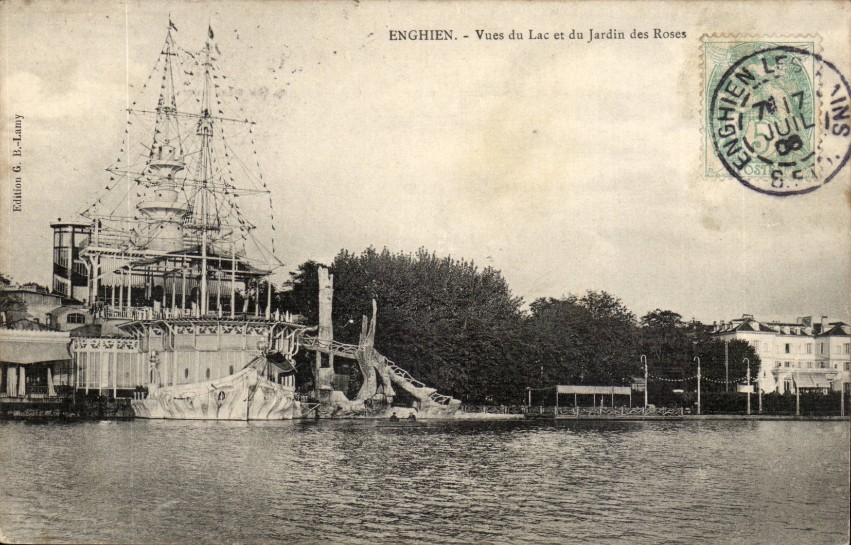 Valley of Oise- Enghien-the-Baths Seen of the Lake and the Garden of the Pink-boats-CPA