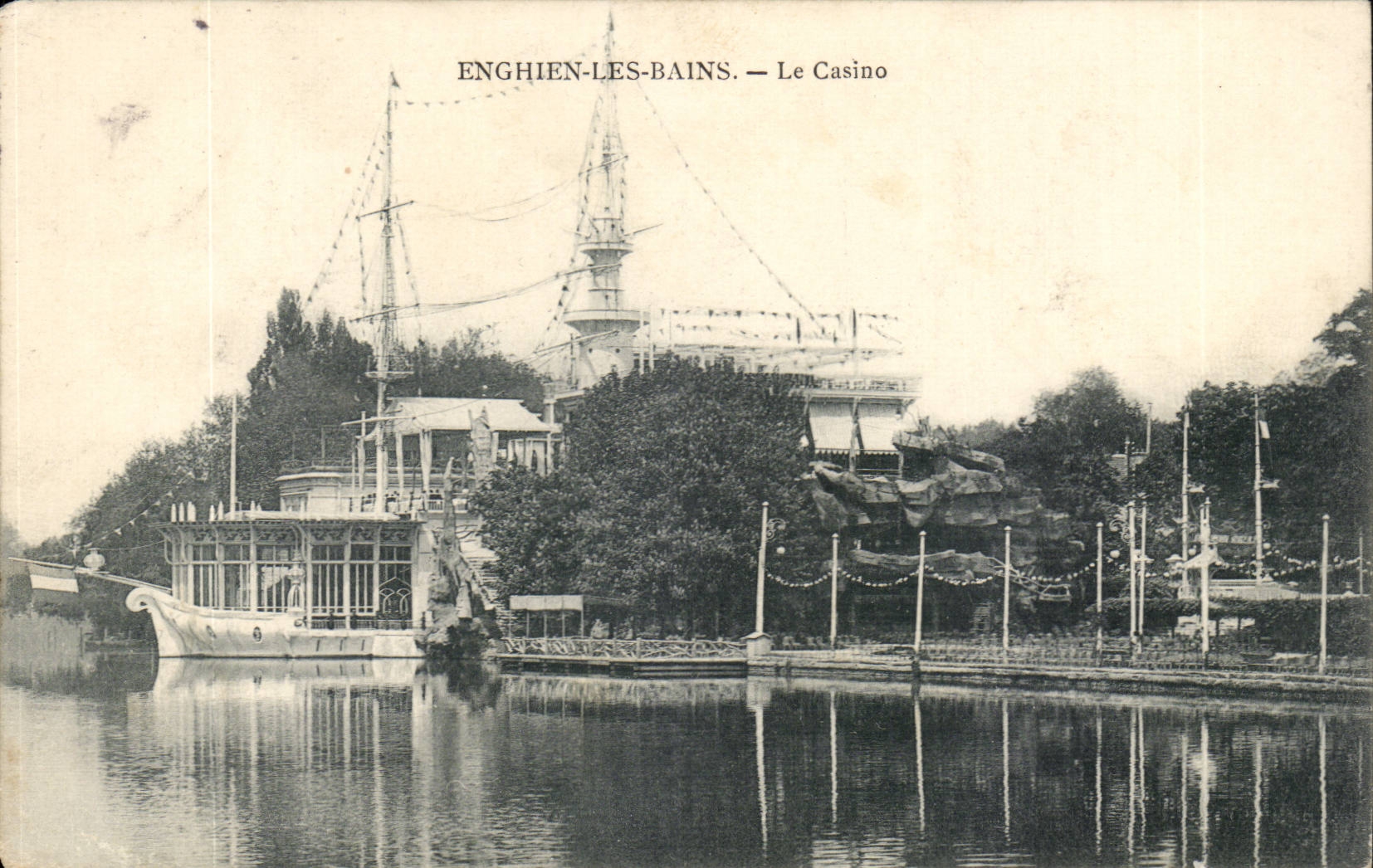 Valley of Oise- Enghien-the-Baths Casino-boats-CPA