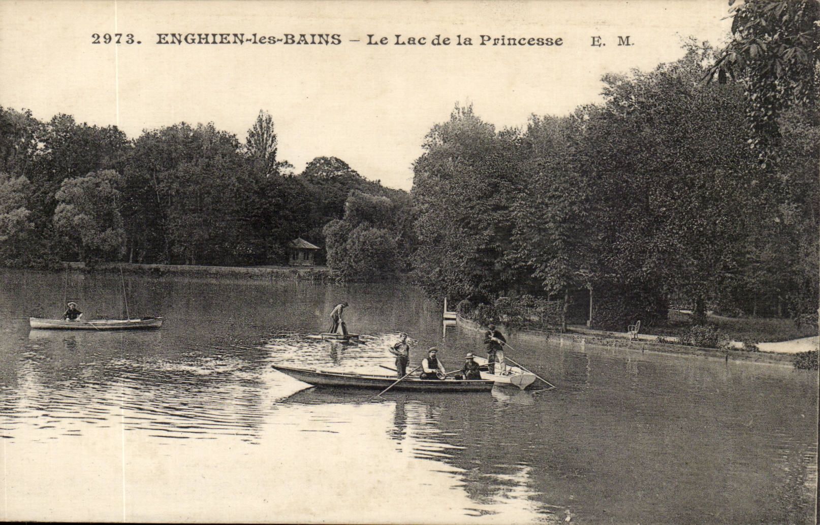 Valley of Oise- Enghien-the-Baths the lake of the Princess boat-CPA
