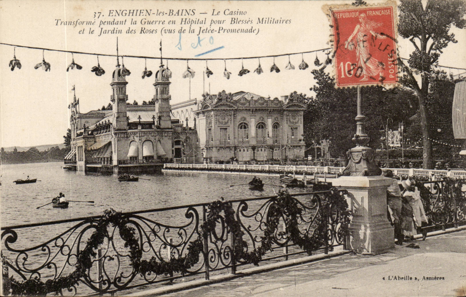 Valley of Oise- Enghien-the-Baths Tranformees during the war Wound Military and the Garden - CPA